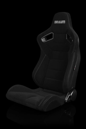 (image for) Braum Elite Black Jacqaurd Sport Reclining Seats -Grey Stitches - Pair