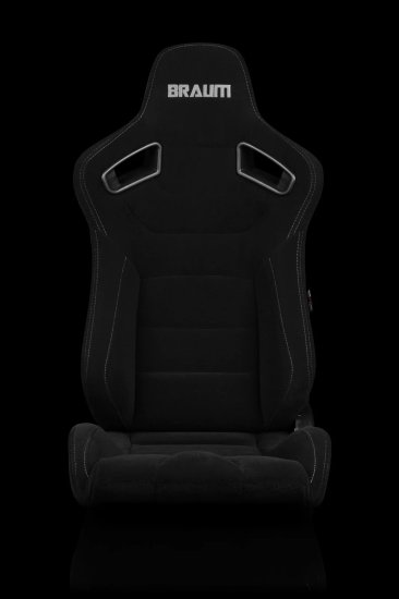 (image for) Braum Elite Black Jacqaurd Sport Reclining Seats -Grey Stitches - Pair