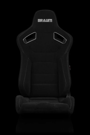 (image for) Braum Elite Black Jacqaurd Sport Reclining Seats -Grey Stitches - Pair