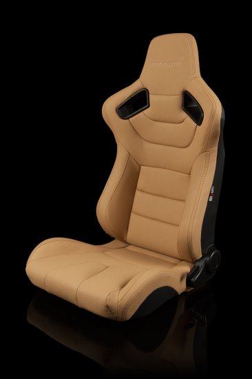 (image for) Braum Elite Beige Leatherette Carbon Fiber Mixed Sport Reclining Seats - Pair