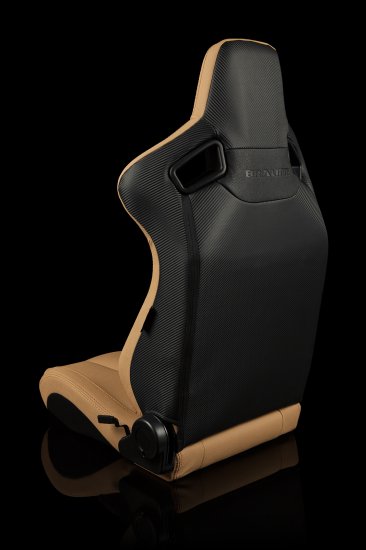 (image for) Braum Elite Beige Leatherette Carbon Fiber Mixed Sport Reclining Seats - Pair