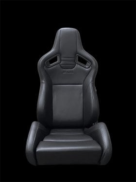 Braum Elite Black Leatherette and Black Stitching Reclining Seats - Pair
