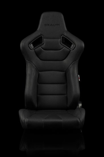 (image for) Braum Elite Black Leatherette Carbon Fiber Mixed Sport Reclining Seats - Black Stitches - Pair