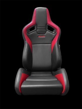 Braum Elite V2 Black and Red Leatherette Sport Reclining Seats - Pair