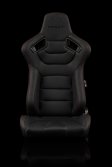 (image for) Braum Elite Black Leatherette Carbon Fiber Mixed Sport Reclining Seats - Red Stitches - Pair