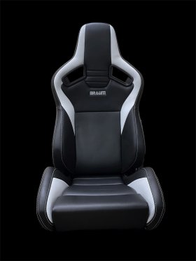 Braum Elite V2 Black and White Leatherette Sport Reclining Seats - Pair