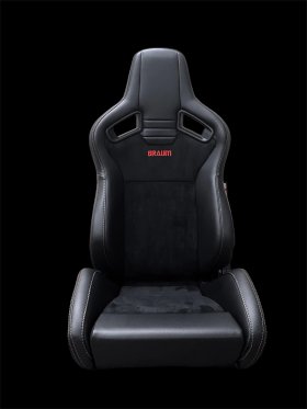 Braum Elite V2 Black Leatherette and Black Suede Sport Reclining Seats - Pair
