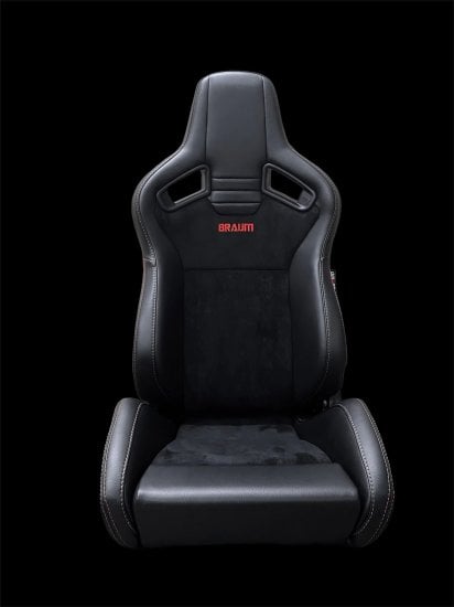(image for) Braum Elite V2 Black Leatherette and Black Suede Sport Reclining Seats - Pair