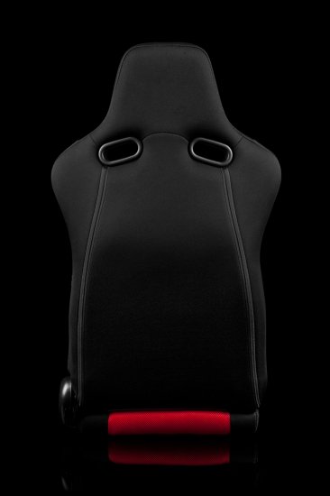 (image for) Braum VENOM Black-Red Fabric Mesh Mixed Sport Reclining Seats - Red Stitches - Pair