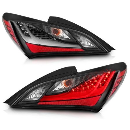 (image for) ANZO LED TAIL LIGHTS BLACK HOUSING SMOKE LENS GENESIS COUPE 2010 - 2016