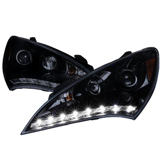 (image for) Spec-D Genesis Coupe Glossy Black Housing & Smoked Lens SMD LED Strip Headlights 2010 – 2012