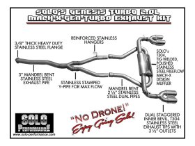 Solo Performance Genesis Coupe 2.0T Performance Stainless Steel Cat Back Exhaust System 2010 - 2014