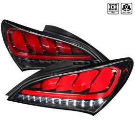 Spec-D Genesis Coupe Jet Black Housing Red Lens Sequential LED Tail Lights 2010 – 2016