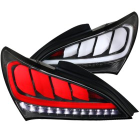 Spec-D Genesis Coupe Matte Black Housing White Lens Sequential LED Tail Lights 2010 – 2016
