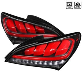 Spec-D Genesis Coupe Satin Black Housing Red Lens Sequential LED Tail Lights 2010 – 2016
